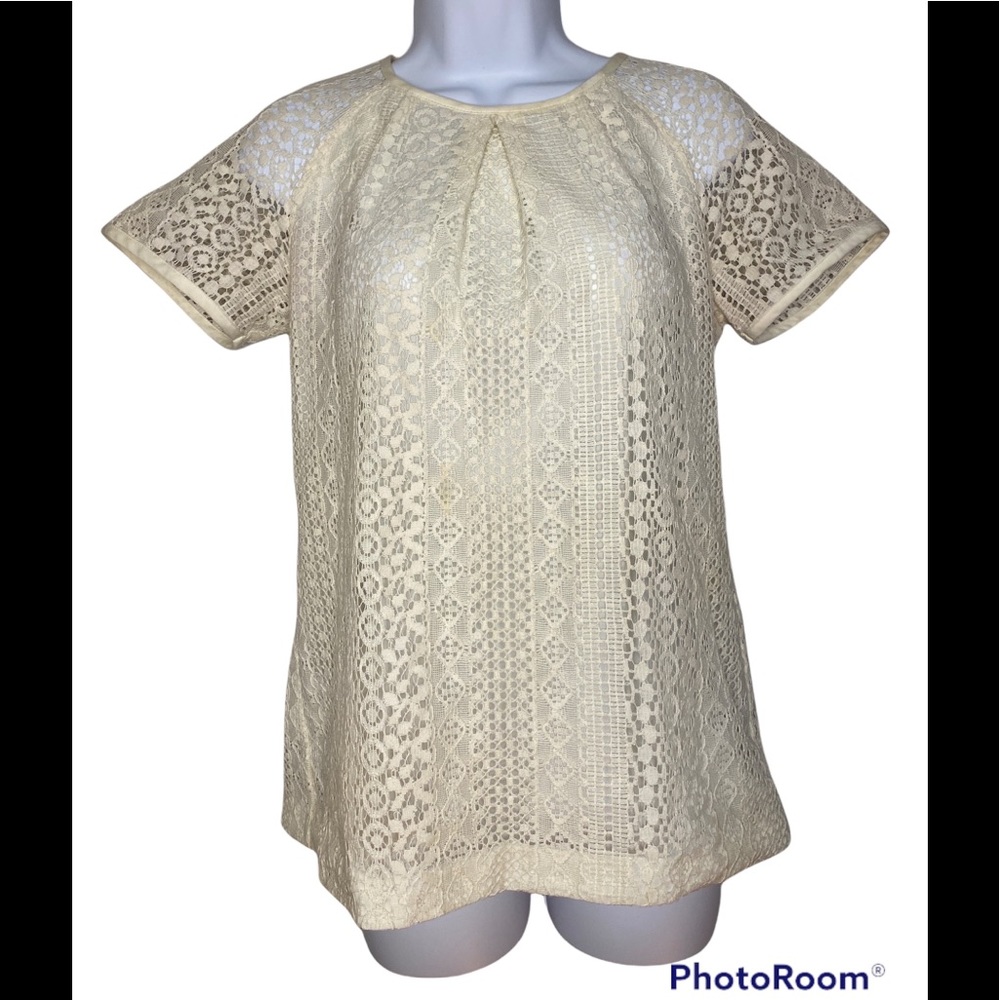 Banana Republic Lace Short Sleeve Blouse, 6, Excellent Cond
